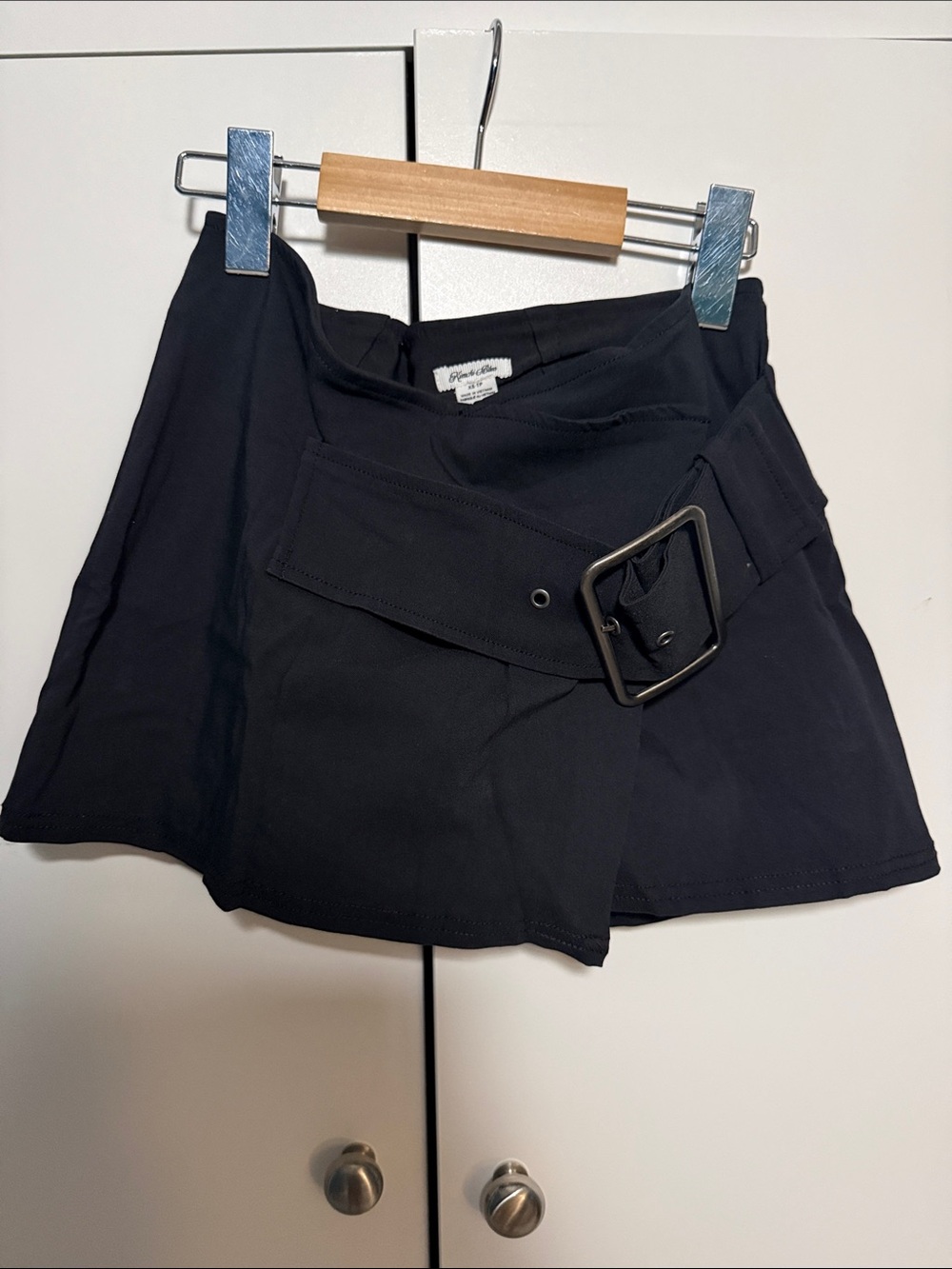 Kimchi Blue Black Mini Skort with Oversized Buckle